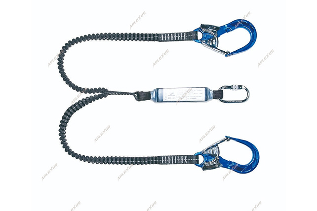 Fall Protection Double Hook Shock Absorbing Lanyard